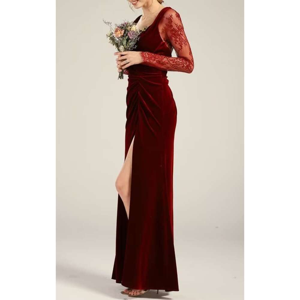 Mother of The Bride with Sleeves Long Formal Dresses prom Evening Gowns prom AMZ