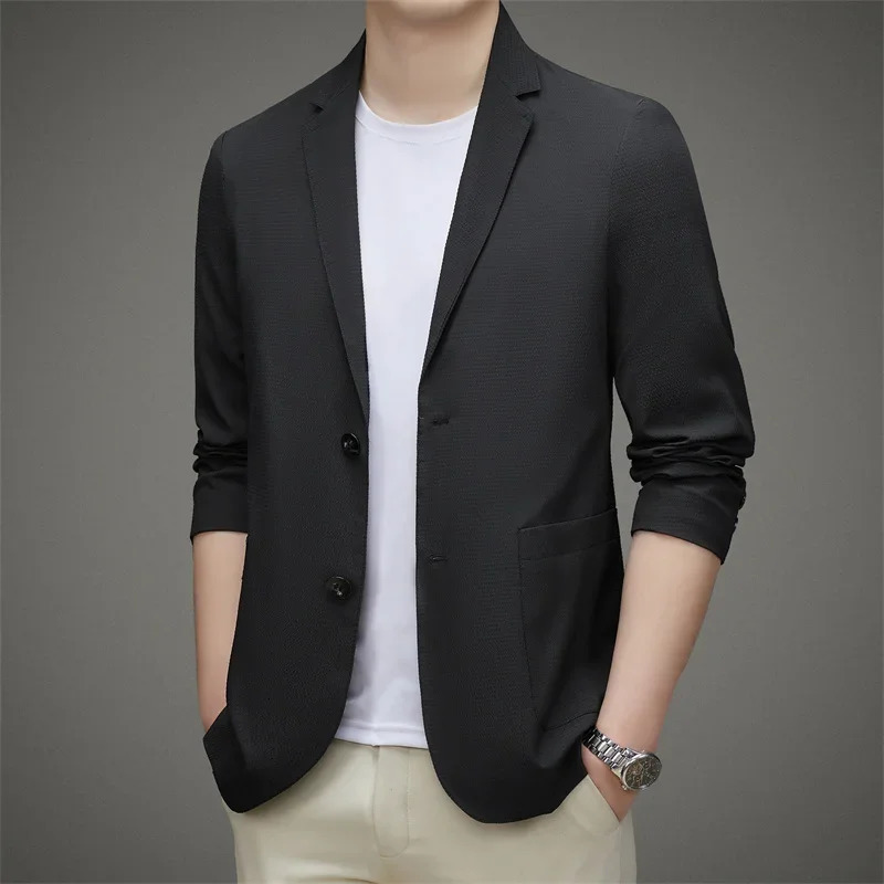 Mens suit jacket summer trend single piece middleaged and young casual temperament slim fit sun protection thin 240430