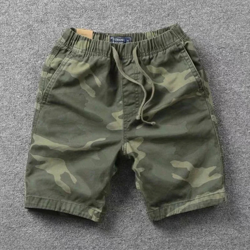 Mens Cargo Shorts Camo Camouflage with Draw String Male Short Pants Black Big and Tall Strech Clothing Comfortable Casual Homme 240508