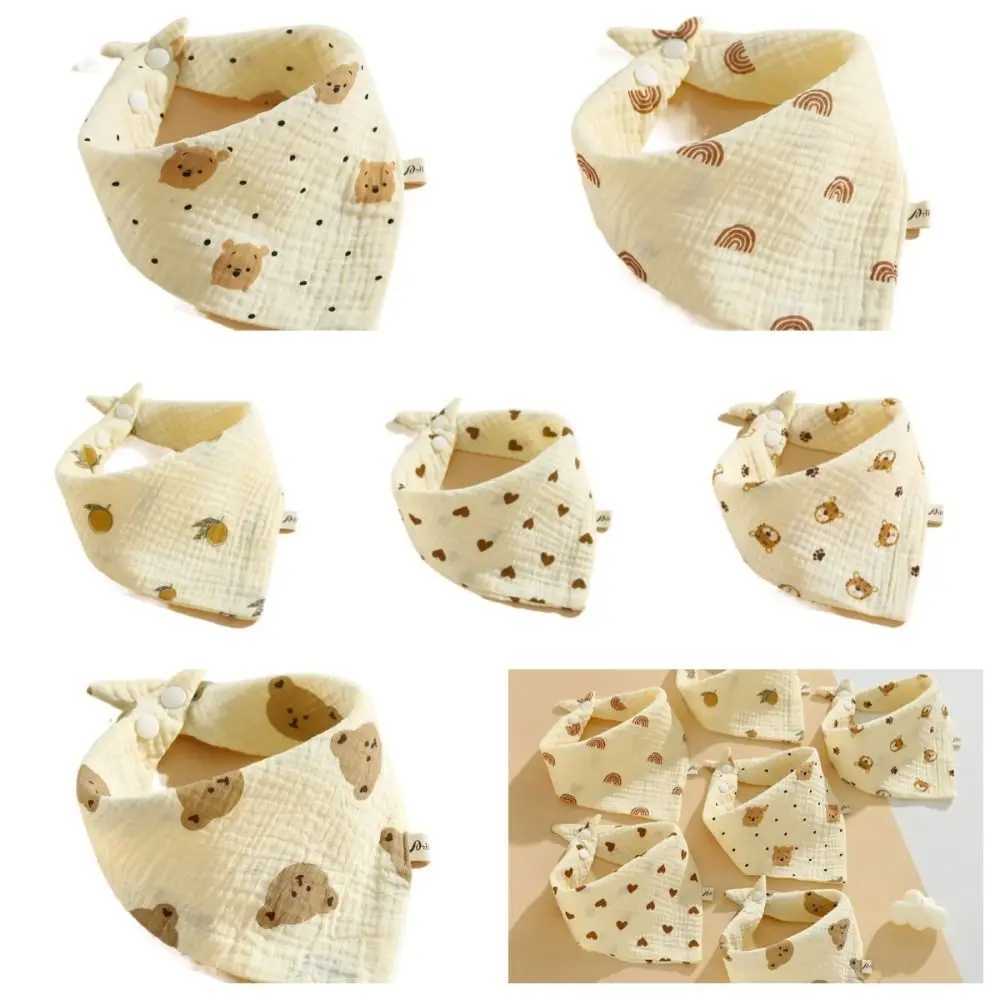 Bibs Burp Cloths Snap Button Baby Muslin Bibs Baby Accessory Printing Cotton Saliva Towel Soft Ruffle Burp Cloths NewbronL4812