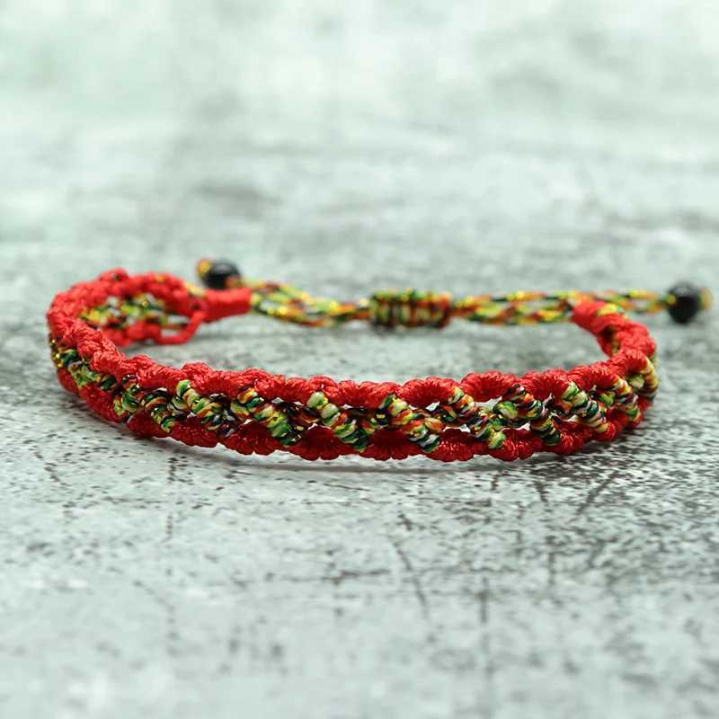 Charm Bracelets Noter Handmade Braided Lucky Red Thread Bracelet Adjustable Ethnic Braslet Men Women Friendship Braclet Yoga Meditation Brazalet Y2405