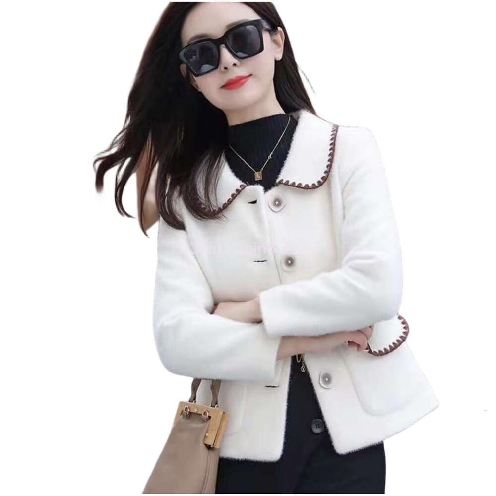 New fashion womens turn down collar mohair wool knitted long sleeve sweater coat SMLXL
