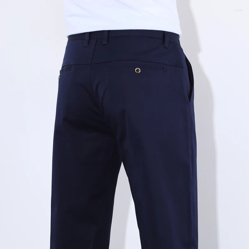 KUBRO Men's 9-Color Cotton Casual Pants Slim Straight Trousers | Elastic Waist Business Apparel For All Seasons