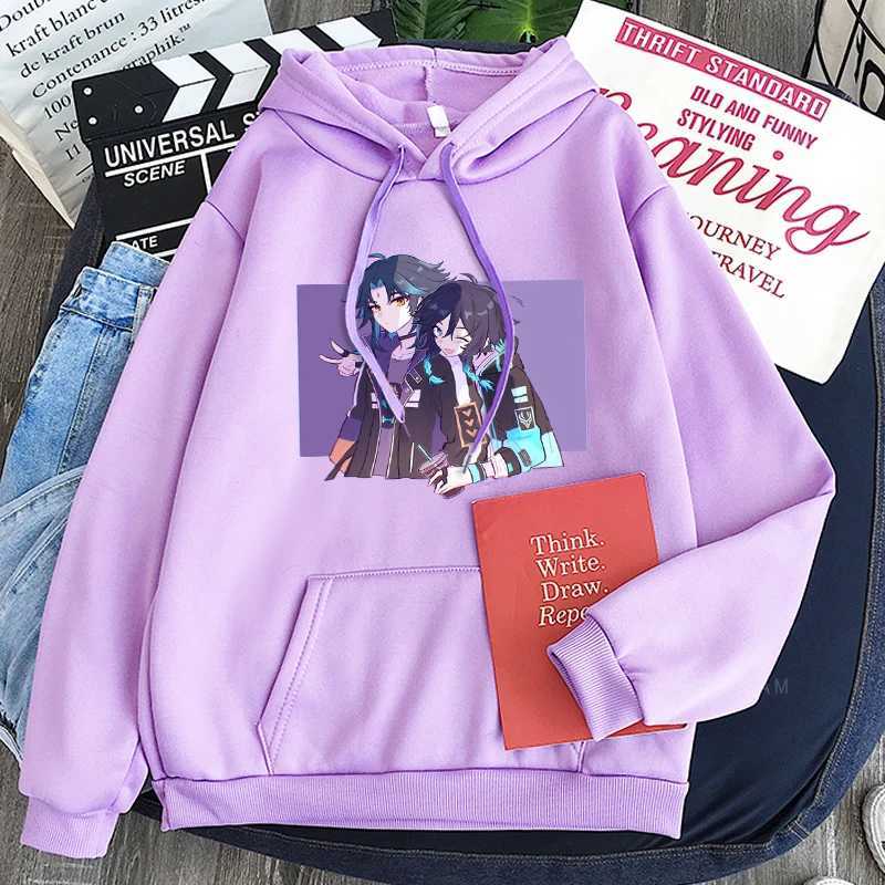 Men's Hoodies Sweatshirts Anime Game Genshin Impact Hoodies Harajuku Xiao Zhong Li Kawaii Poster Cartoon Women Men Unisex Plus Size Long Slve Swe
