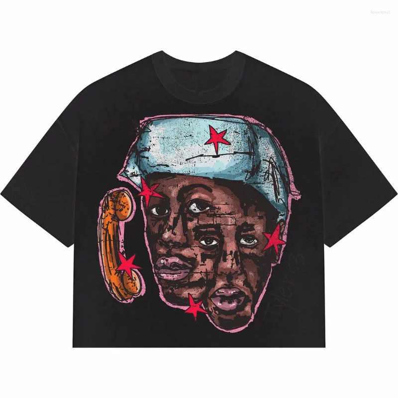 Men's T Shirts Y2K Shirt Men Women Vintage Hip Hop Graffiti Graphics Printed Streetwear Goth Degenerate Art Pattern Oversized Unisex