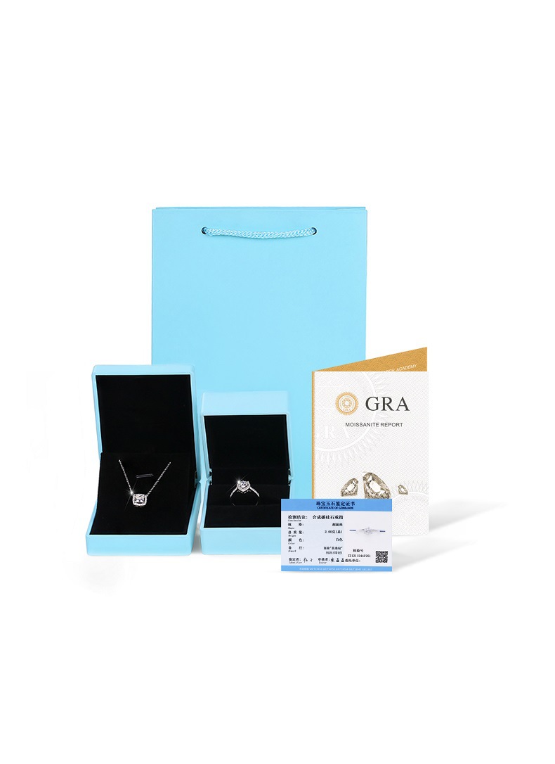 moissanite dia passed GRA Dia test sier gold engagement six claw mosanite women's ring gift with box and certificate