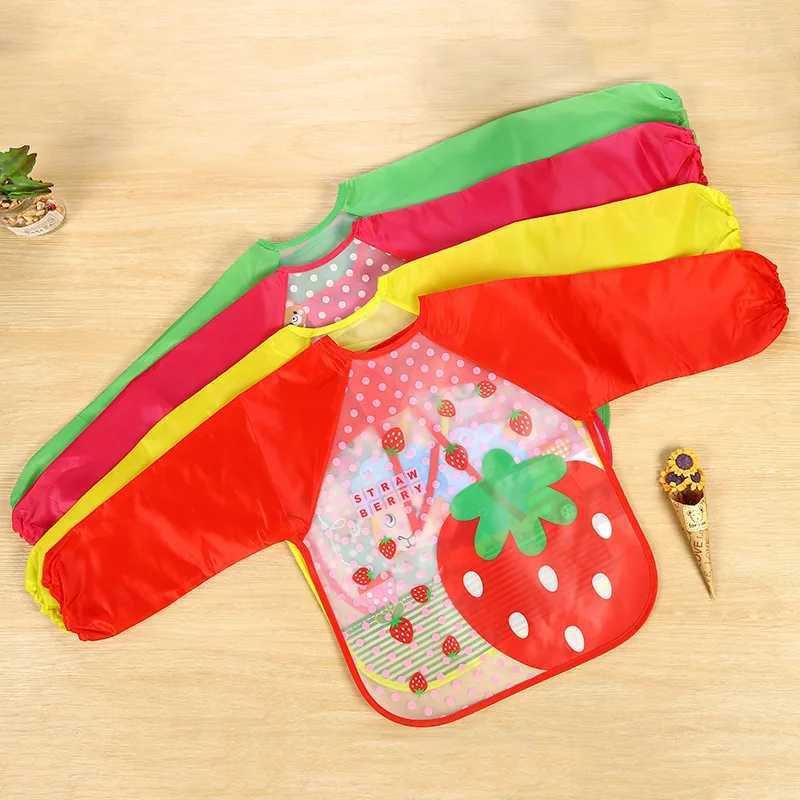 Bibs Burp Cloths Cute Baby Bibs Waterproof Long Sleeve Apron Children Feeding Smock Bib Burp Painting Drawing Soft Toddler Clothing Bandana BibsL4812