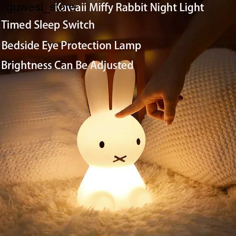 Night Lights Cute 3D Night Light Kawaii Animation Cartoon Rabbit Eye Protection Rechargeable Table Light Bedroom Childrens Bedside Light Campsite Ligh