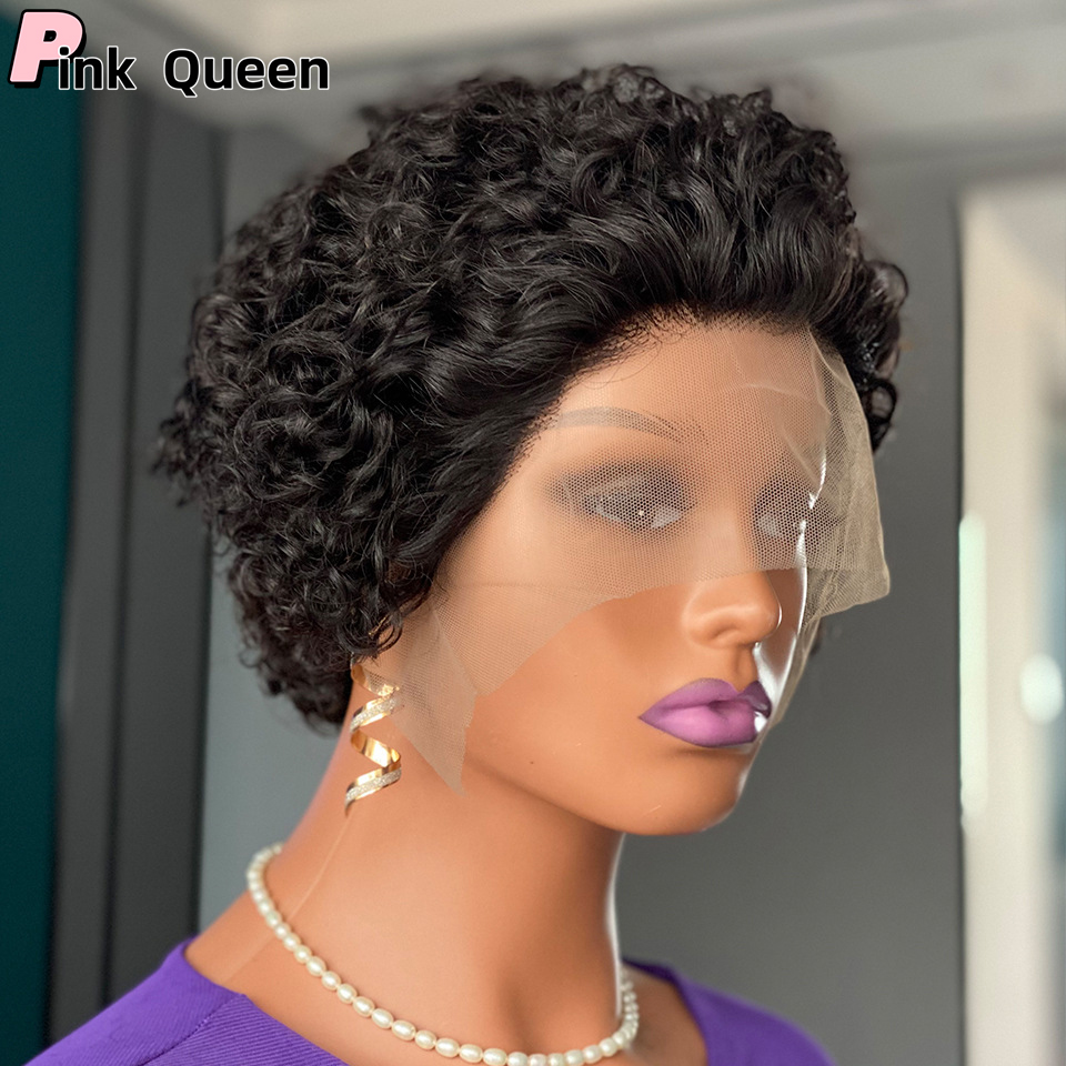13X4 Human Hair Lace Front Wigs Curly Pixie Cut Lace Wig Braided Short Wigs hd transparent Full Lace Wig
