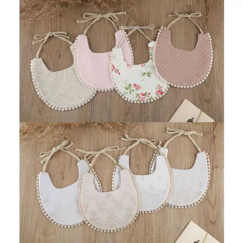 Bibs Burp Cloths 1Pcs Newborn Cotton Embroidery Double Side Bibs Baby Girls Saliva Towel Toddler Feeding Burp Cloths Bandana Scarf Double-sidedL4812