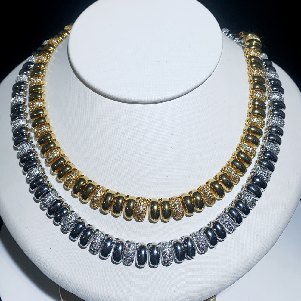 2024 Snake Chain Choker Necklace, Gold Herringbone Beaded k Chain, Cubic Zirconia Pave CZ Necklace for Women