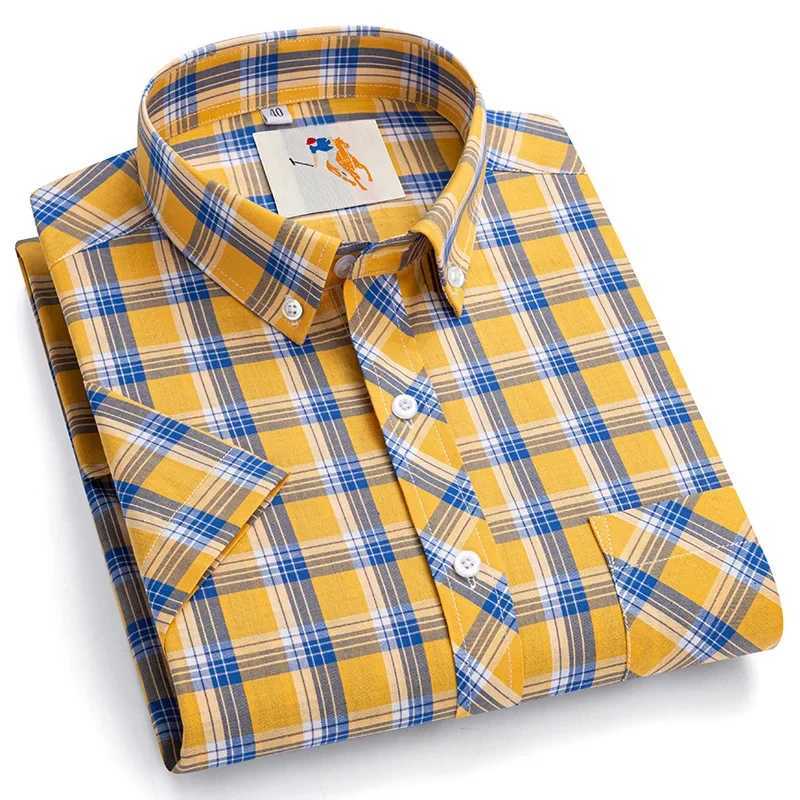 Men's Dress Shirts Short Slve Shirts For Men New Summer Cotton Plaid Multi Model Plus Size M-8XL Top Dress Shirts Casual Clothing Preppy Daily Y2