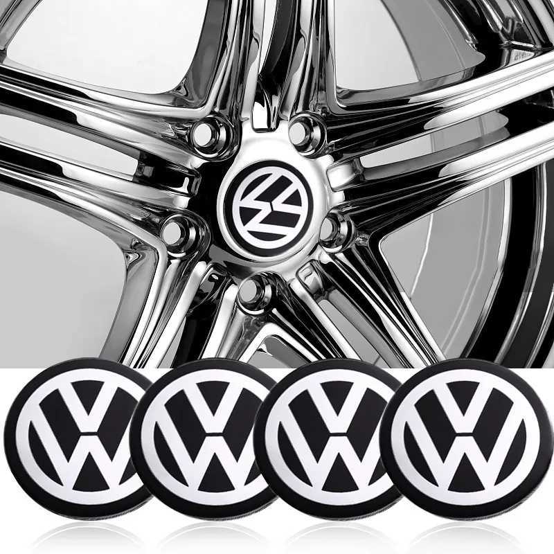Car Stickers 4PCS 56mm 65mm Car Wheel Center Hub Emblem Sticker for VW Volkswagen Golf Polo Passat Touran Jetta accessories T240513
