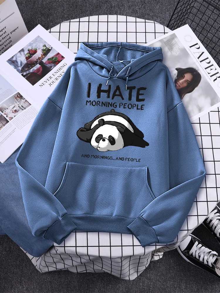 Men's Hoodies Sweatshirts Lazy Panda I Hate Morning People Prints Hoody Woman Casual Hoodies Plus Size Sweatshirt Harajuku Girl Autumn Warm Sudad