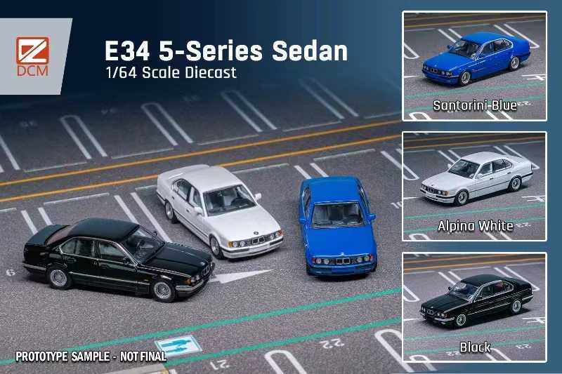 Diecast Model Cars DCM 1/64 E32 E34 E38 Sedan 5 Series 7 Series Blue White Red Alloy Car Model T240513