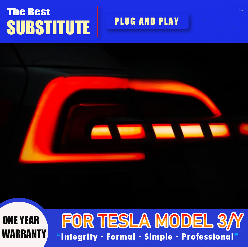 LED Taillight for Tesla Model 3 Model Y 20 18-20 23 Rear Brake Lights Starlink Cross Taillight Safety Lamp Turn Signal