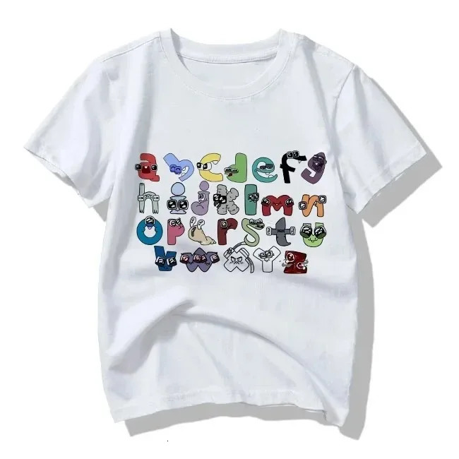 2024 Summer Fashion Childrens Alphabet Lore Harajuku Tshirt Boys T Shirt Girls Clothes Print Cartoon T Shirts Kids Clothes y240514