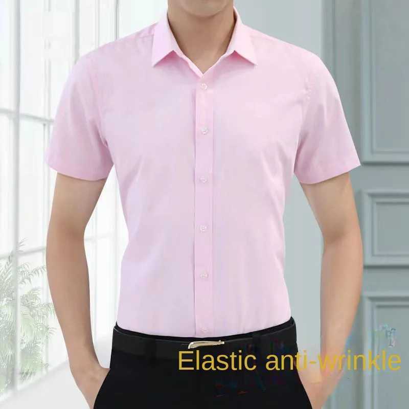 Men's Dress Shirts Shirt Mens Short Slve Summer Tooling White Shirt Business Suit Professional Half Slve Black Inch Iron-fr Wholesale Shirts Y240