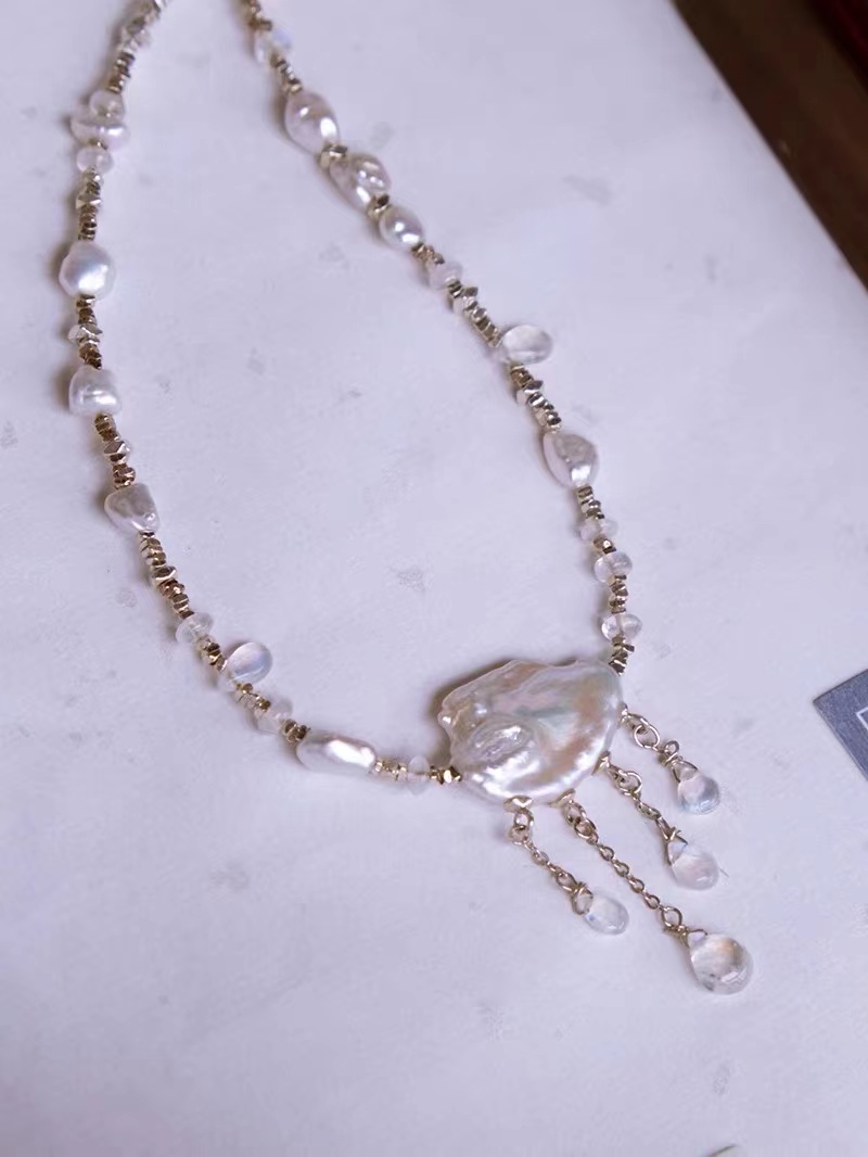 new Design Pearl Geometric Irregular Chain Necklace Fashionable Temperament Clavicle Chain Simple Necklace