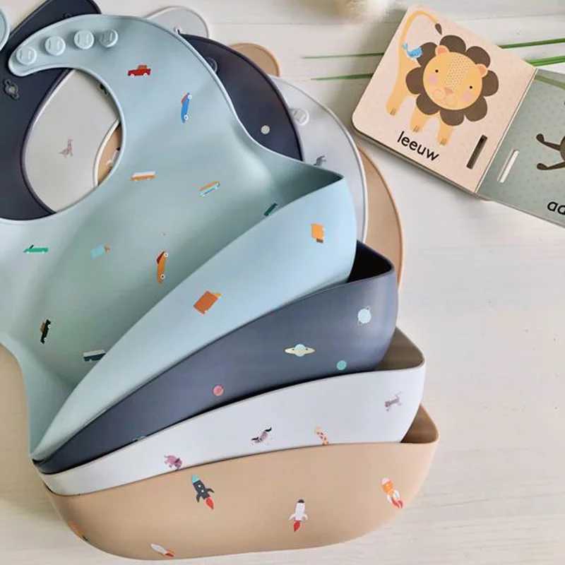 Bibs Burp Cloths 1Pcs Silicone Bibs For Kids Baby Waterproof Feeding Tableware Waterproff Baby Adjustable Bibs For Toddler Breakfast FeedingsL4812