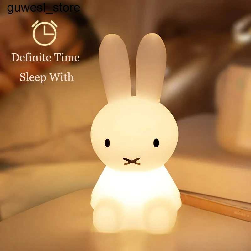 Night Lights Cute 3D Night Light Kawaii Animation Cartoon Rabbit Eye Protection Rechargeable Table Light Bedroom Childrens Bedside Light Campsite Ligh
