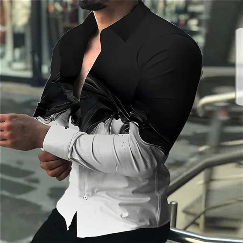 Men's Dress Shirts New Fashion Mens Apparel Tops T-Shirt Cotton Elastic Lapel Shirt Evening Dress Casual Festival Outdoor Blue Purple Plus Size Y