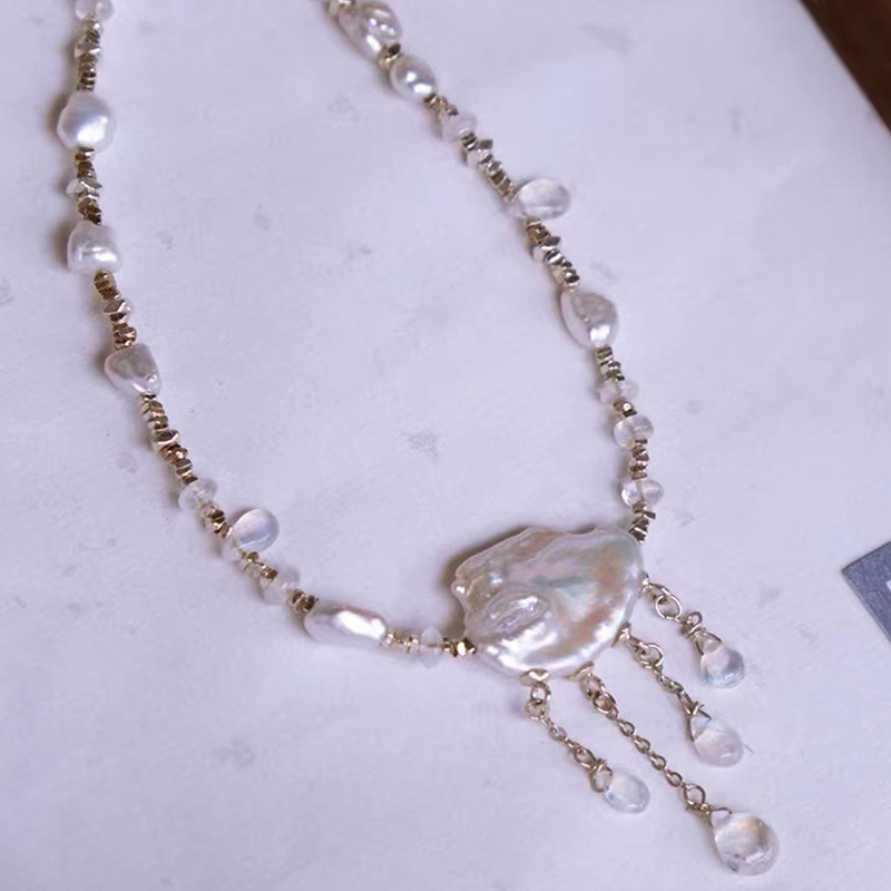 new Design Pearl Geometric Irregular Chain Necklace Fashionable Temperament Clavicle Chain Simple Necklace