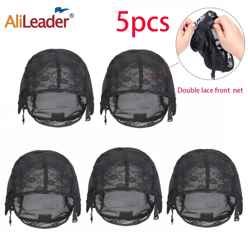 Selling 5 Pcs Fishnet Mesh Wig Cap Stretchable Lace Wig Caps For Making Wigs With Adjustable Straps Bonnet Perruque 240507