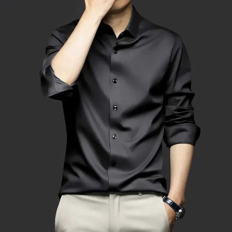Men's Dress Shirts S-6XL High Quality Plus Size Mens Business Shirt Short Sleeve Wrinkle Free Shirt Professional Office Clothing Top Y240514