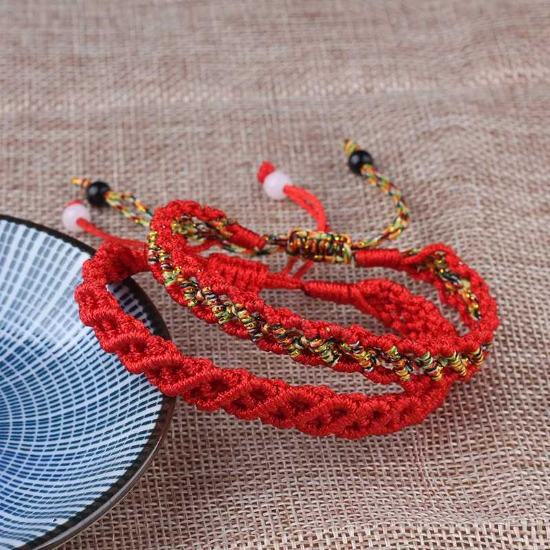 Charm Bracelets Noter Handmade Braided Lucky Red Thread Bracelet Adjustable Ethnic Braslet Men Women Friendship Braclet Yoga Meditation Brazalet Y2405