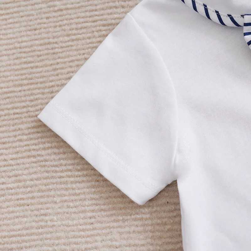 Clothing Sets Newborn Baby Boys Set Casual Fashion Vertical Gentleman Bow Comfortable Cotton White Short Sleeve Set Summer Baby Two Piece Set