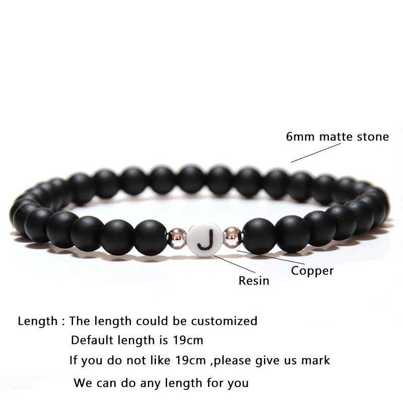 Charm Bracelets Romantic First Name Bracelet For Lovers 6mm Natural Stone Braslet DIY Couple Braclet Letter Brazalete Gift For Boyfriend Joias Y240510