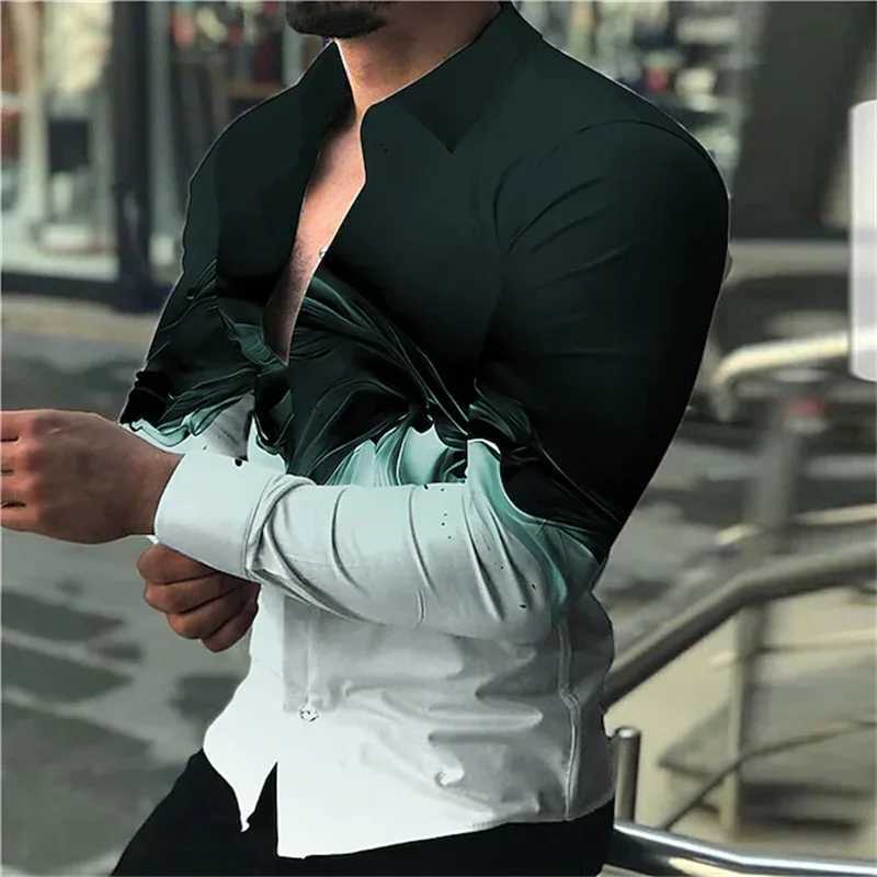 Men's Dress Shirts New Fashion Mens Apparel Tops T-Shirt Cotton Elastic Lapel Shirt Evening Dress Casual Festival Outdoor Blue Purple Plus Size Y