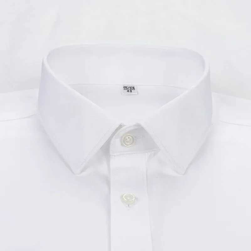 Men's Dress Shirts Mens formal shirt bamboo fiber long slved white business casual professional shirt non iron shirt Y240514