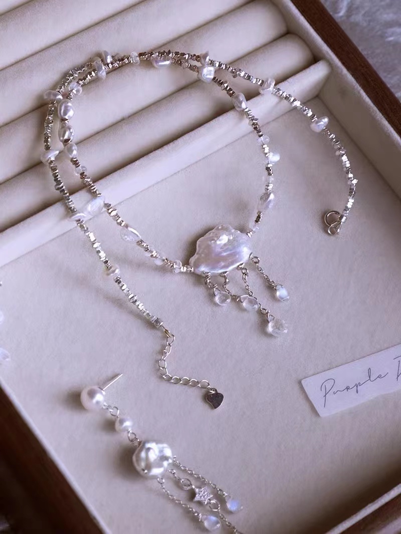 new Design Pearl Geometric Irregular Chain Necklace Fashionable Temperament Clavicle Chain Simple Necklace