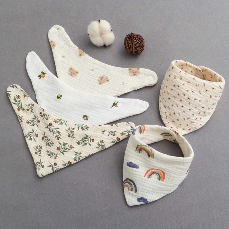 Bibs Burp Cloths Baby Bibs Bandana Muslin Drooling Bib for Infant 0-1Year Baby Teething Soothe Towel High Absorbent Stylish Floral Bib DropshipL4812