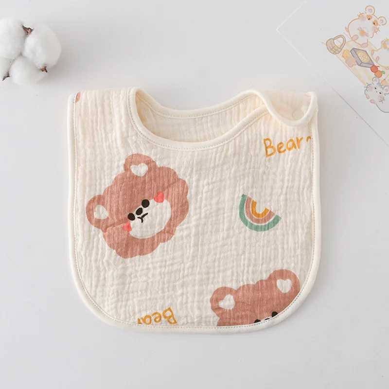 Bibs Burp Cloths New 6 Layers Cotton Gauze Baby Bibs U-shaped Print Saliva Towel Newborn Burp Cloths Bandana Scarf for Boy Girl Feeding Drool BibL4812