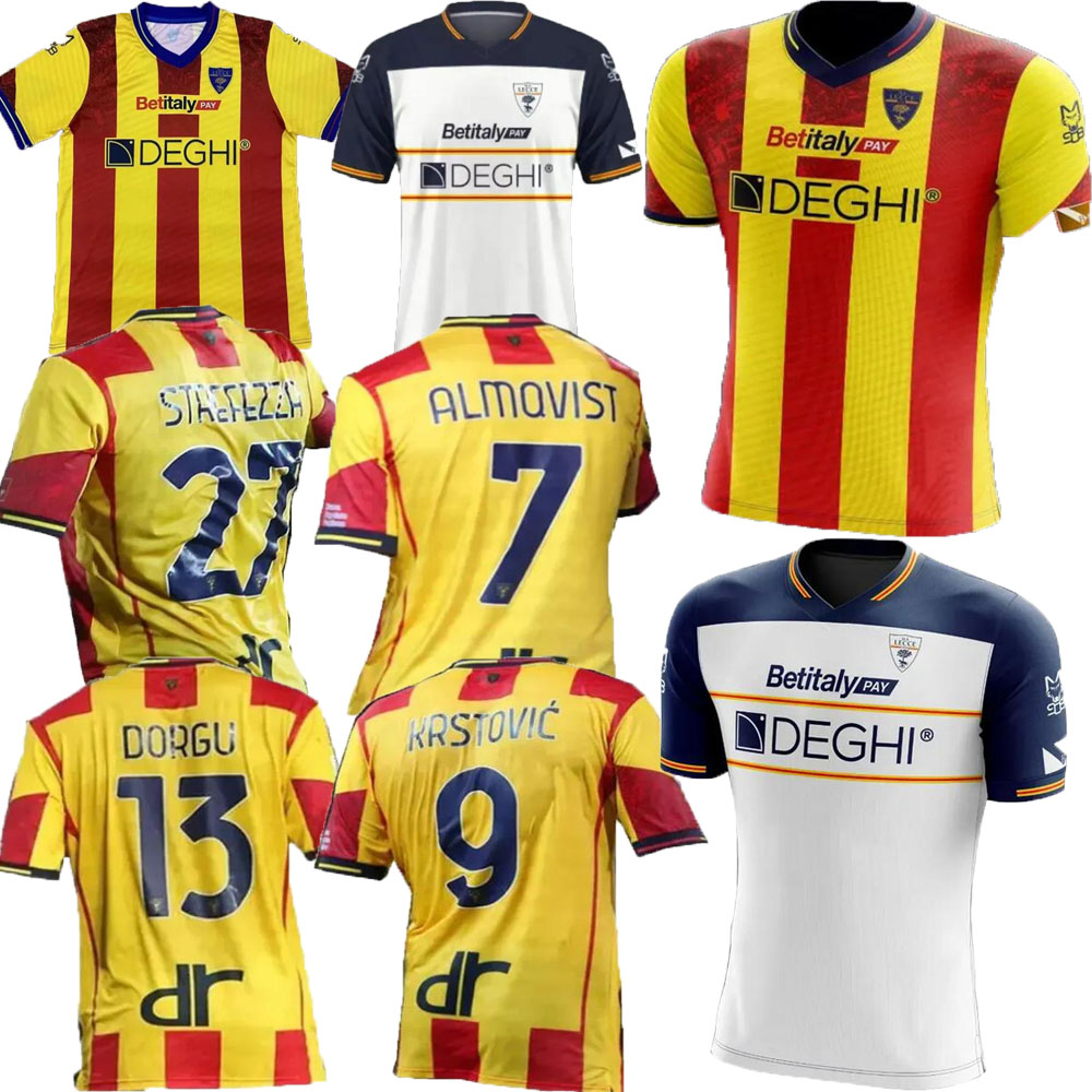 24 25 Lecce BANDA Mens Home Away Soccer Jerseys ALMQVIST RAFIA KRSTOVIC DORGU STREFEZZA BURNETE 2024 Football Shirts Short Sleeve Uniforms