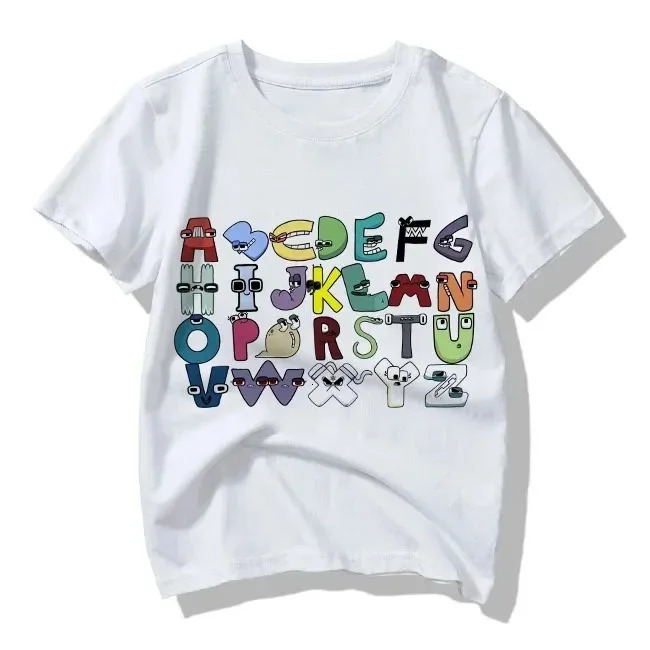 2024 Summer Fashion Childrens Alphabet Lore Harajuku Tshirt Boys T Shirt Girls Clothes Print Cartoon T Shirts Kids Clothes y240514