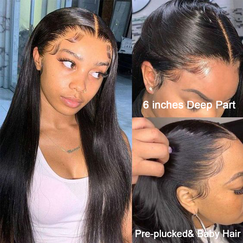 HD Lace Wig 13x6 Human Hair Pre plucked Straight Lace Front Wig Human Hair With Hairline Transparent 13x4 Lace Frontal Wigs
