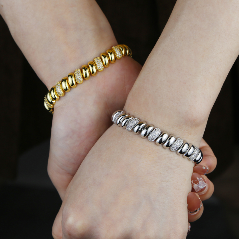 2024 Snake Chain Choker Necklace, Gold Herringbone Beaded k Chain, Cubic Zirconia Pave CZ Necklace for Women