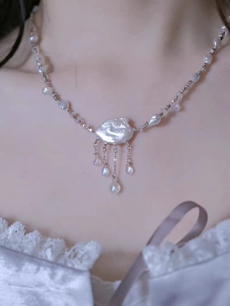 new Design Pearl Geometric Irregular Chain Necklace Fashionable Temperament Clavicle Chain Simple Necklace