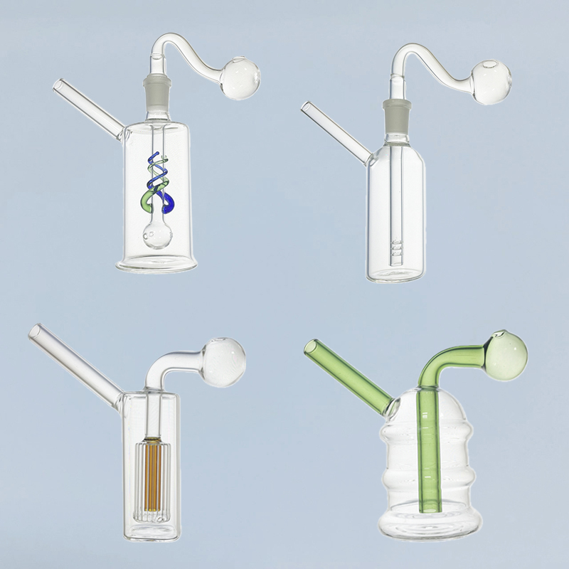 SmokPro Thick Pyrex Glass Bubbler Oil Rig Mini Water Hookah Smoking Pipe Bong With 3cm Oil Burner Bowl Head Attachment
