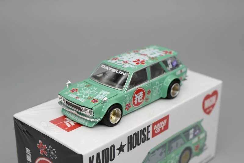 Diecast Model Cars Mini GT 1/64 alloy car model Datsun 510 Kaido House Wagon flower T240513