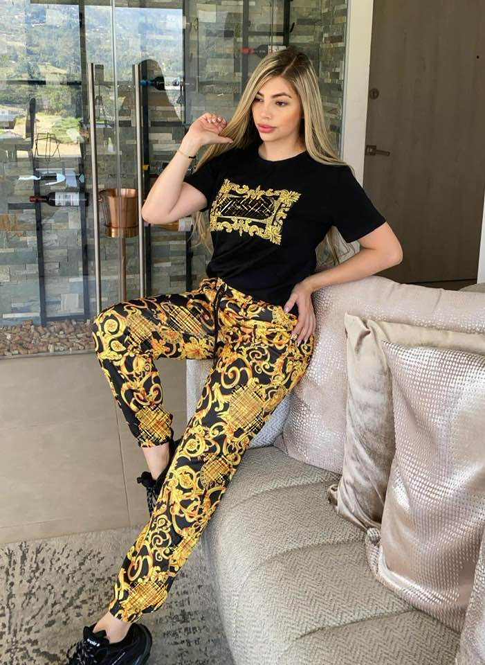 Womens Tracksuits Sexy T-shirt and Pants Casual Tight Legging Elastic Sport O-Neck Top Yuja Two Piece Set Gym outfits Clothing Mujer Jogging Suits Sweatsuits