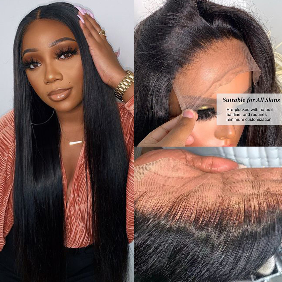 HD Lace Wig 13x6 Human Hair Pre plucked Straight Lace Front Wig Human Hair With Hairline Transparent 13x4 Lace Frontal Wigs
