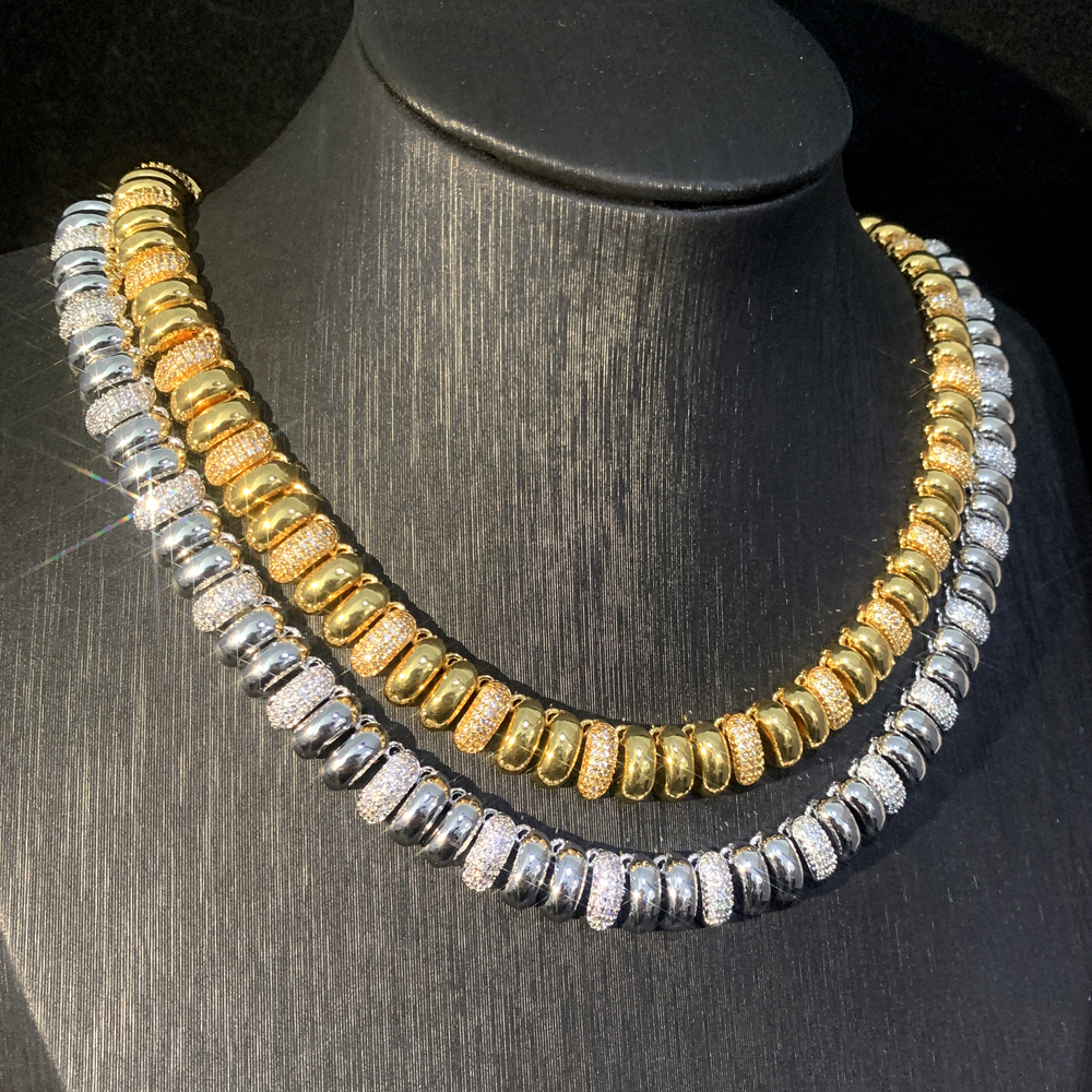 2024 Snake Chain Choker Necklace, Gold Herringbone Beaded k Chain, Cubic Zirconia Pave CZ Necklace for Women