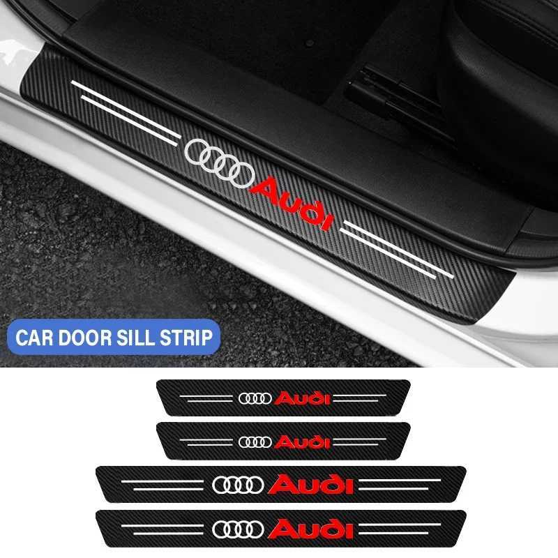 Car Stickers Car Styling Threshold Strip Carbon Fiber Sticker Door Sill Protector Accessories For Audi A3 A4 B8 8P A6 C7 A5 Q5 B7 B6 A7 Q3 T240513