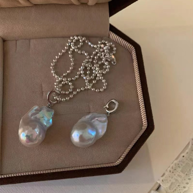 new Luxury Plated Stainless Steel Necklace Waterproof Jewelry Baroque Pearl Pendant Necklace