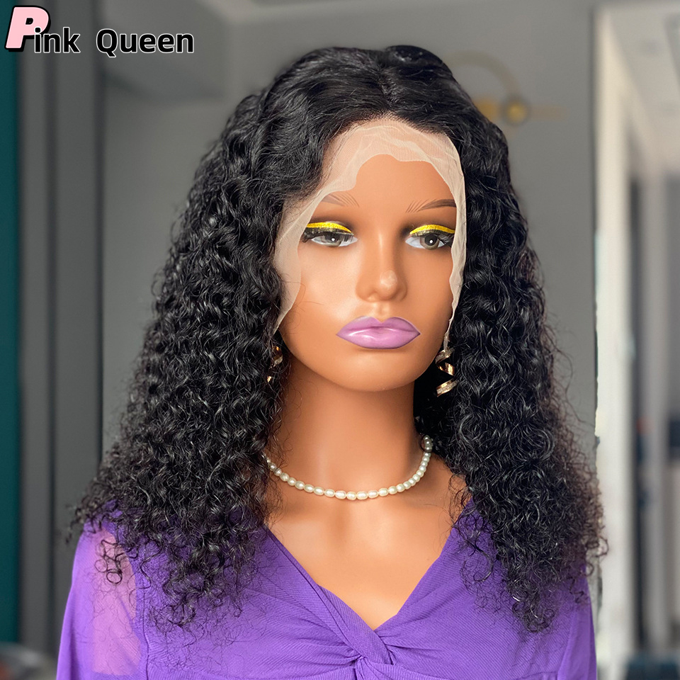 Afro Curly Edges Wig 4C Kinky Edges Baby Hair Lace Wigs 200% 13x4 HD Lace Frontal Wig Remy Kinky Curly Simualation Human Hair Wigs for Women